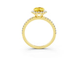 Yellow gold Oval Cut Cut Diamond Floral Halo Engagement Ring with Pavé Band and Prong Setting_3