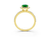 Yellow gold Oval Cut Cut Diamond Floral Halo Engagement Ring with Pavé Band and Prong Setting_3