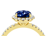 Yellow gold Oval Cut Cut Diamond Floral Halo Engagement Ring with Pavé Band and Prong Setting_4