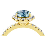 Yellow gold Oval Cut Cut Diamond Floral Halo Engagement Ring with Pavé Band and Prong Setting_4