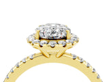 Yellow gold Oval Cut Cut Diamond Floral Halo Engagement Ring with Pavé Band and Prong Setting_4
