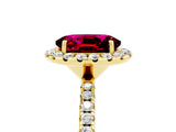 Yellow gold Oval Cut Cut Diamond Floral Halo Engagement Ring with Pavé Band and Prong Setting_5