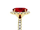 Yellow gold Oval Cut Cut Diamond Floral Halo Engagement Ring with Pavé Band and Prong Setting_5