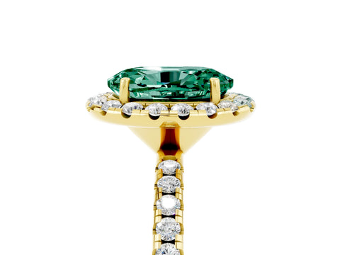 Yellow gold Oval Cut Cut Diamond Floral Halo Engagement Ring with Pavé Band and Prong Setting_5