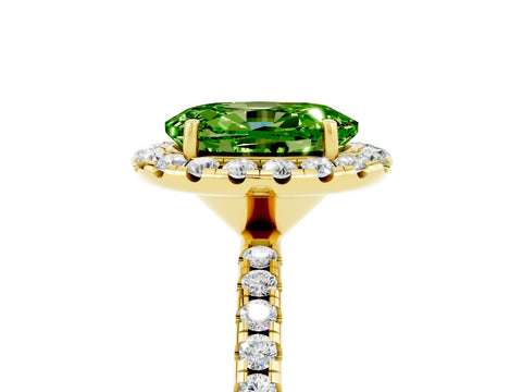 Yellow gold Oval Cut Cut Diamond Floral Halo Engagement Ring with Pavé Band and Prong Setting_5