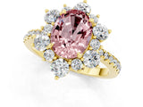 Yellow gold Oval Cut Cut Diamond Floral Halo Pave Band with Prong Setting_1