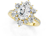 Yellow gold Oval Cut Cut Diamond Floral Halo Pave Band with Prong Setting_1