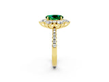 Yellow gold Oval Cut Cut Diamond Floral Halo Pave Band with Prong Setting_2