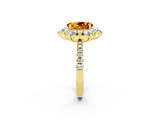 Yellow gold Oval Cut Cut Diamond Floral Halo Pave Band with Prong Setting_2