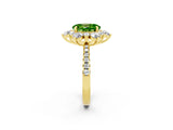 Yellow gold Oval Cut Cut Diamond Floral Halo Pave Band with Prong Setting_2