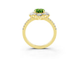 Yellow gold Oval Cut Cut Diamond Floral Halo Pave Band with Prong Setting_3