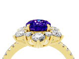 Yellow gold Oval Cut Cut Diamond Floral Halo Pave Band with Prong Setting_4