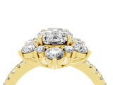 Yellow gold Oval Cut Cut Diamond Floral Halo Pave Band with Prong Setting_4
