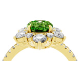 Yellow gold Oval Cut Cut Diamond Floral Halo Pave Band with Prong Setting_4