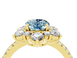 Yellow gold Oval Cut Cut Diamond Floral Halo Pave Band with Prong Setting_4