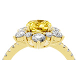 Yellow gold Oval Cut Cut Diamond Floral Halo Pave Band with Prong Setting_4