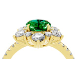 Yellow gold Oval Cut Cut Diamond Floral Halo Pave Band with Prong Setting_4