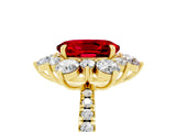 Yellow gold Oval Cut Cut Diamond Floral Halo Pave Band with Prong Setting_5