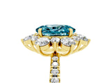 Yellow gold Oval Cut Cut Diamond Floral Halo Pave Band with Prong Setting_5
