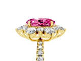 Yellow gold Oval Cut Cut Diamond Floral Halo Pave Band with Prong Setting_5
