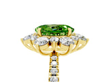 Yellow gold Oval Cut Cut Diamond Floral Halo Pave Band with Prong Setting_5