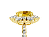 Yellow gold Oval Cut Cut Diamond Floral Halo Pave Band with Prong Setting_5