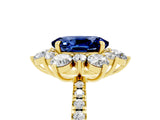 Yellow gold Oval Cut Cut Diamond Floral Halo Pave Band with Prong Setting_5
