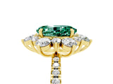 Yellow gold Oval Cut Cut Diamond Floral Halo Pave Band with Prong Setting_5