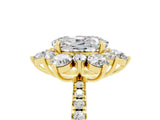 Yellow gold Oval Cut Cut Diamond Floral Halo Pave Band with Prong Setting_5