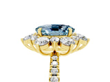 Yellow gold Oval Cut Cut Diamond Floral Halo Pave Band with Prong Setting_5