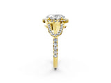Yellow gold Oval Cut Cut Diamond Halo Engagement Ring with Open Split Pavé Band_11