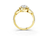 Yellow gold Oval Cut Cut Diamond Halo Engagement Ring with Open Split Pavé Band_12