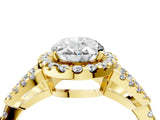 Yellow gold Oval Cut Cut Diamond Halo Engagement Ring with Open Split Pavé Band_13