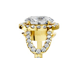 Yellow gold Oval Cut Cut Diamond Halo Engagement Ring with Open Split Pavé Band_14