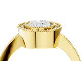 Yellow gold Oval Cut-Cut Diamond Halo Engagement Ring with Pave Band and Prong Setting_13