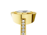 Yellow gold Oval Cut-Cut Diamond Halo Engagement Ring with Pave Band and Prong Setting_14