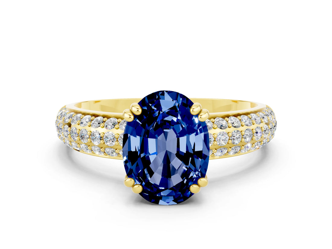 Yellow gold Oval Cut Cut Diamond Milgrain Marquise Band with Prong Setting
