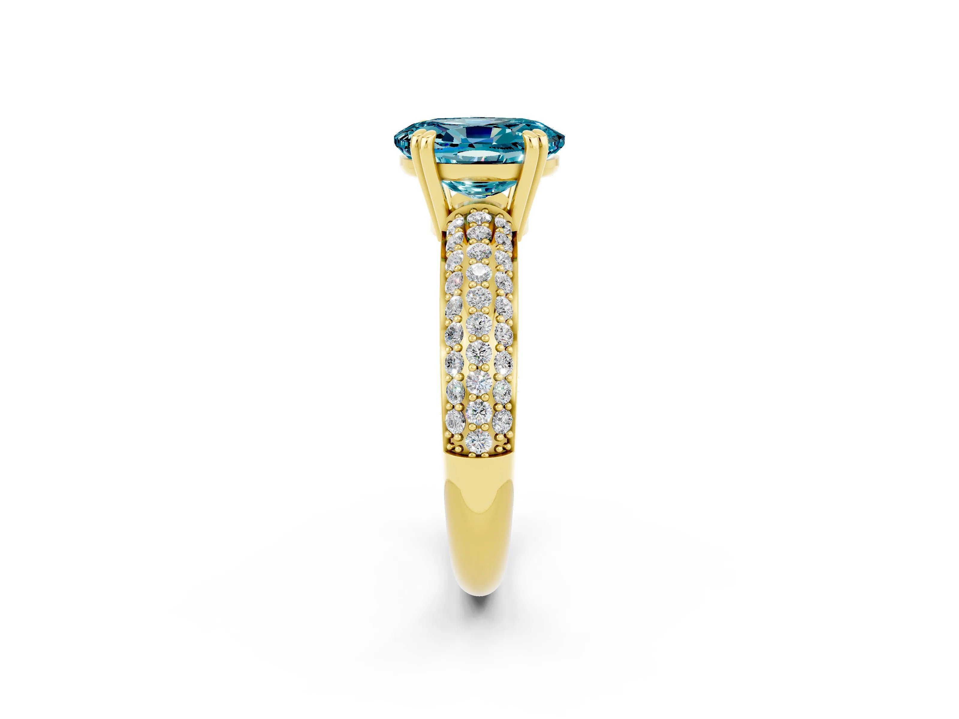 Yellow gold Oval Cut Cut Diamond Milgrain Marquise Band with Prong Setting_2