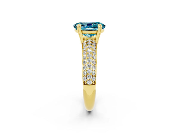 Yellow gold Oval Cut Cut Diamond Milgrain Marquise Band with Prong Setting