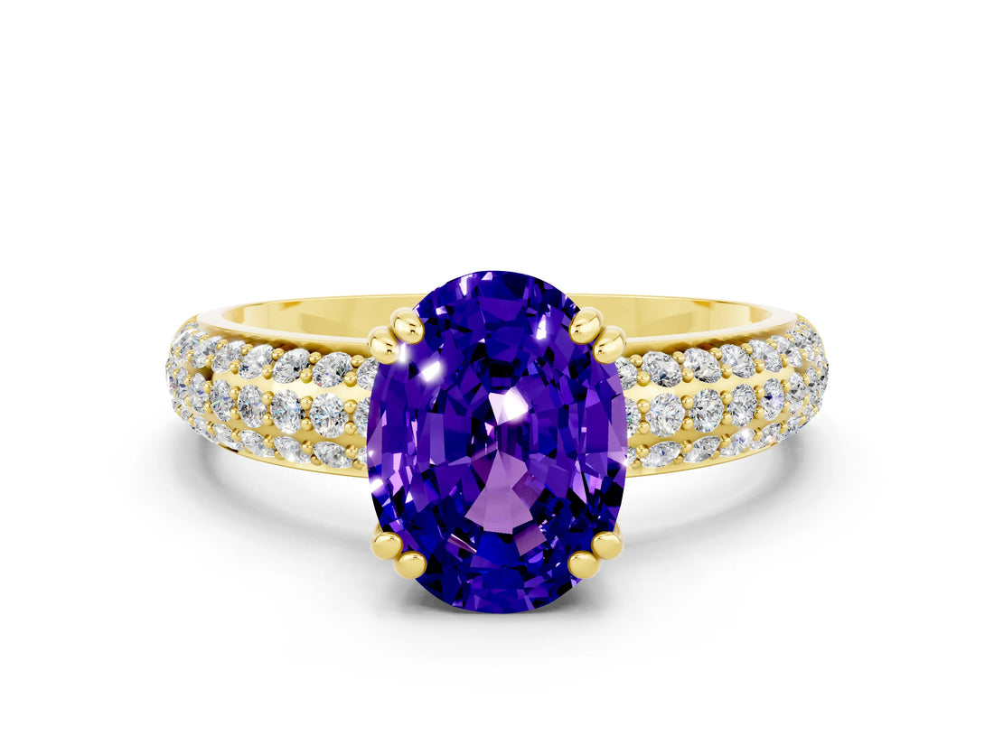 Yellow gold Oval Cut Cut Diamond Milgrain Marquise Band with Prong Setting