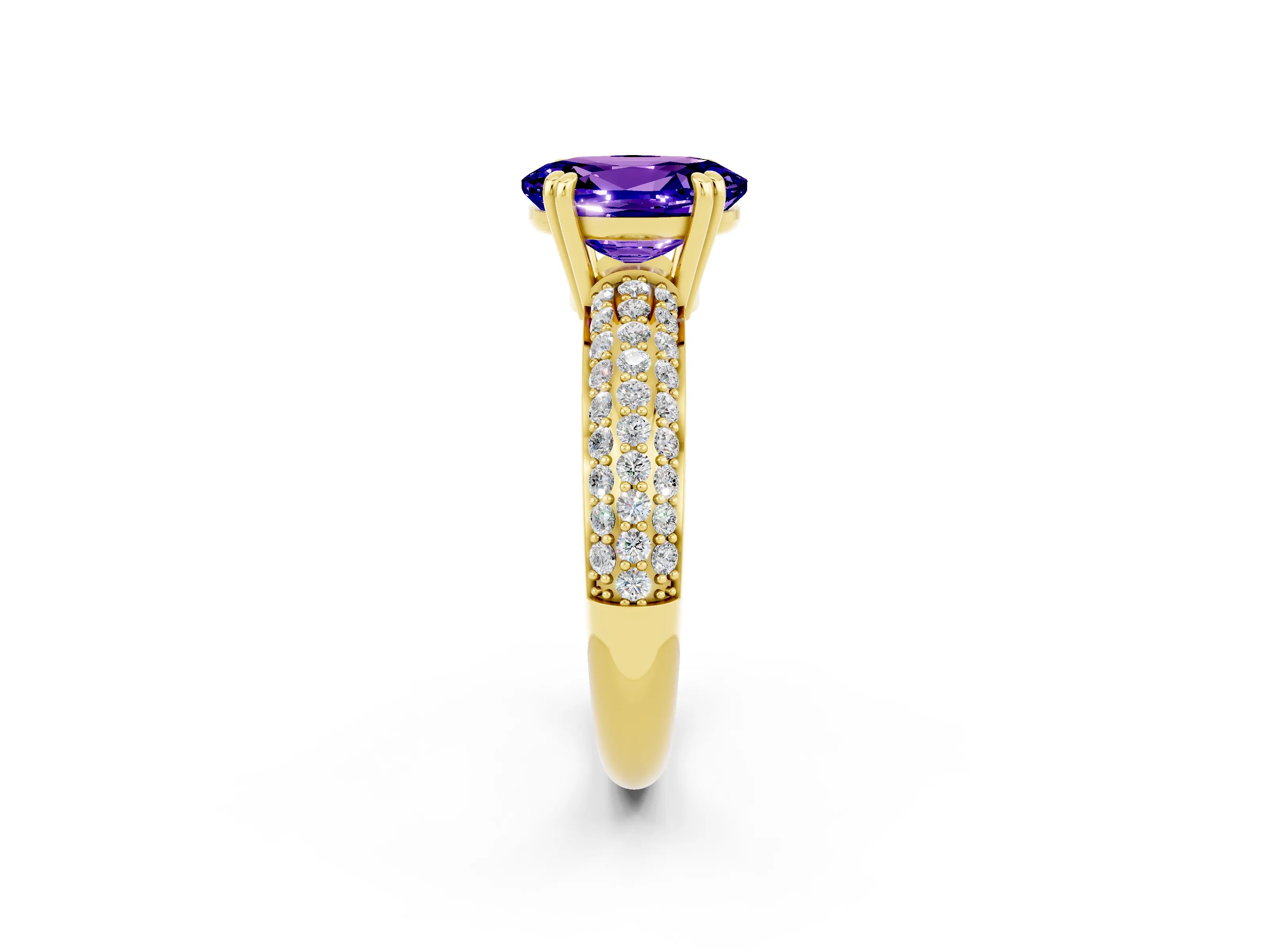 Yellow gold Oval Cut Cut Diamond Milgrain Marquise Band with Prong Setting_2