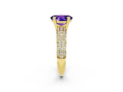 Yellow gold Oval Cut Cut Diamond Milgrain Marquise Band with Prong Setting_2