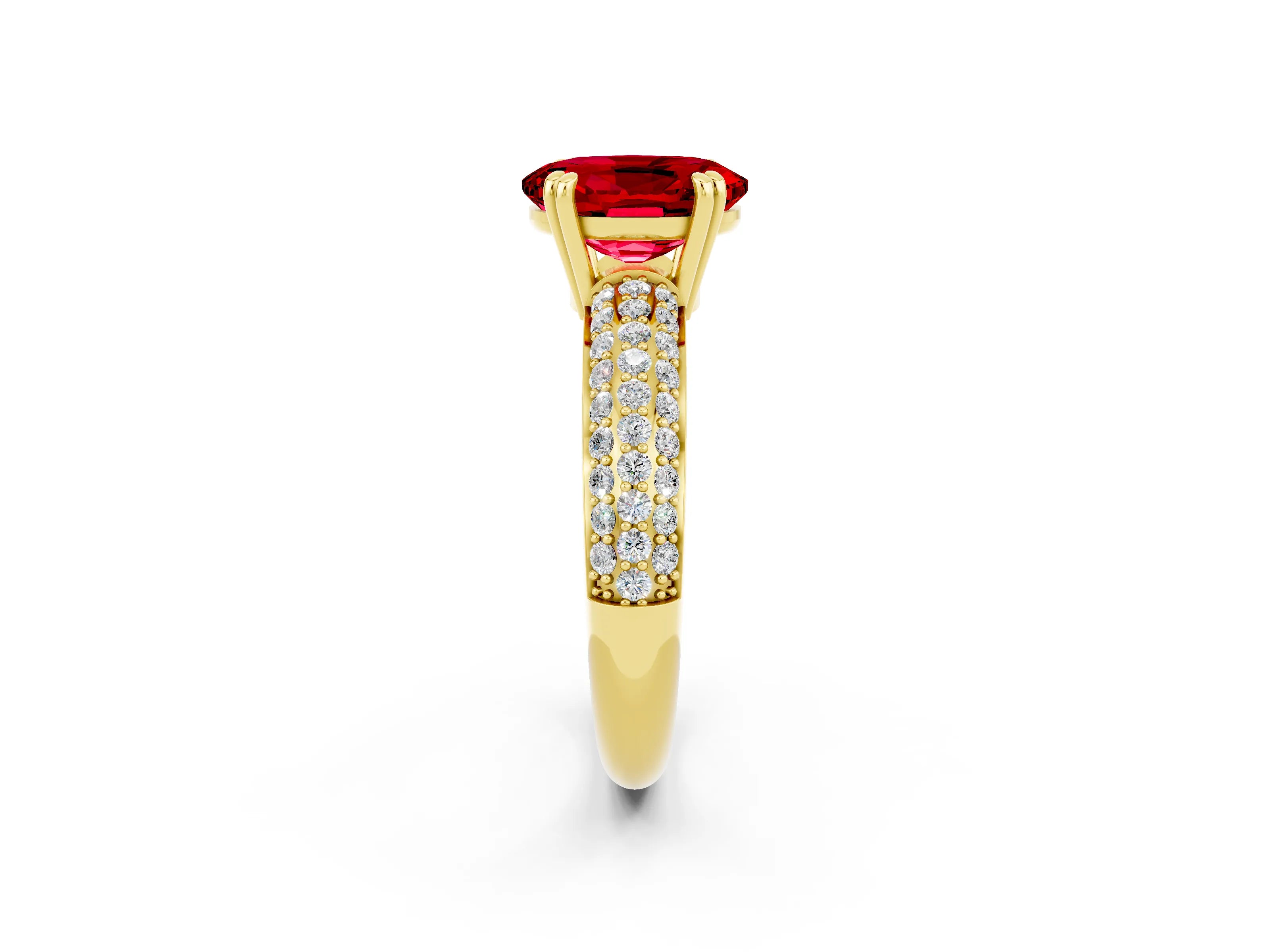 Yellow gold Oval Cut Cut Diamond Milgrain Marquise Band with Prong Setting_2