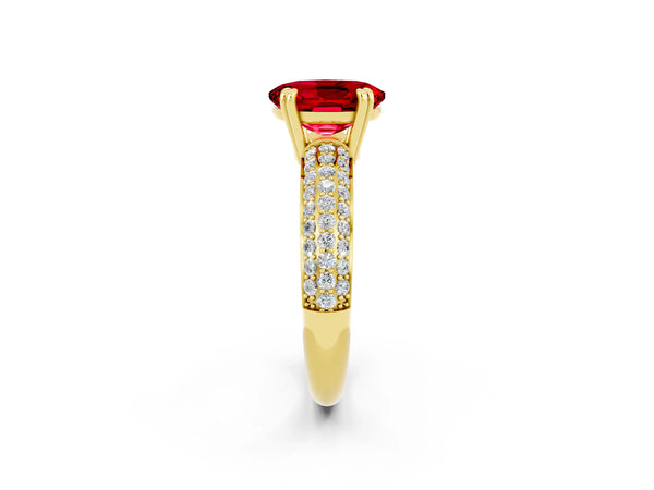 Yellow gold Oval Cut Cut Diamond Milgrain Marquise Band with Prong Setting