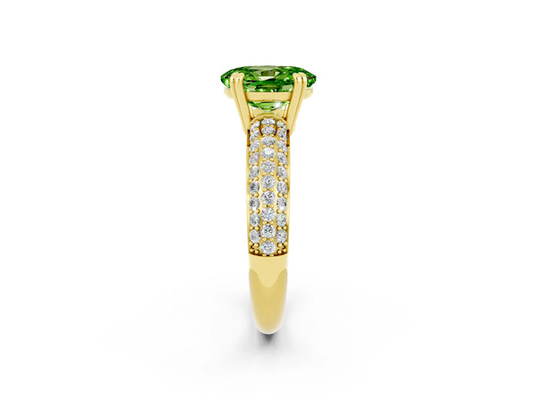 Yellow gold Oval Cut Cut Diamond Milgrain Marquise Band with Prong Setting