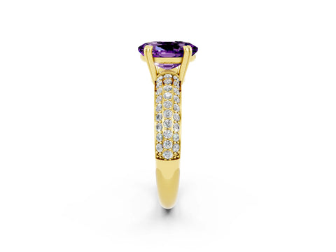 Yellow gold Oval Cut Cut Diamond Milgrain Marquise Band with Prong Setting_2