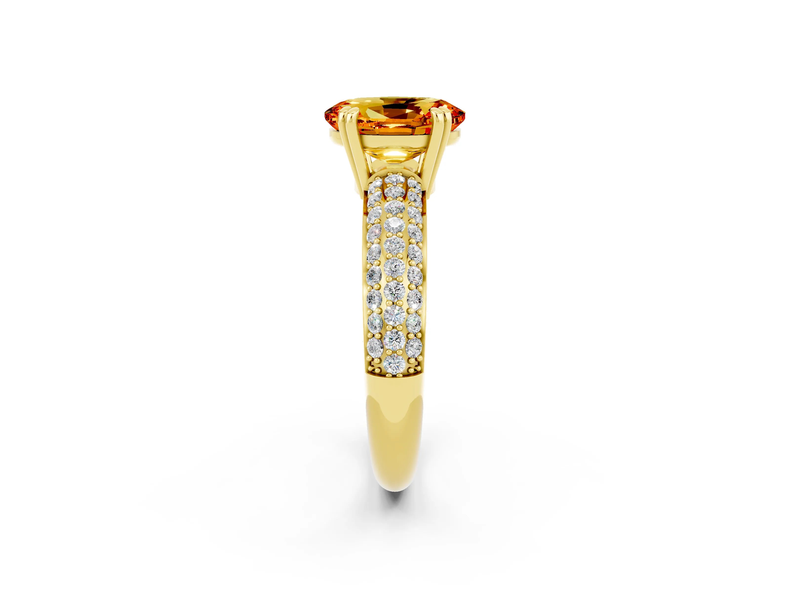 Yellow gold Oval Cut Cut Diamond Milgrain Marquise Band with Prong Setting_2