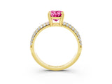 Yellow gold Oval Cut Cut Diamond Milgrain Marquise Band with Prong Setting_3