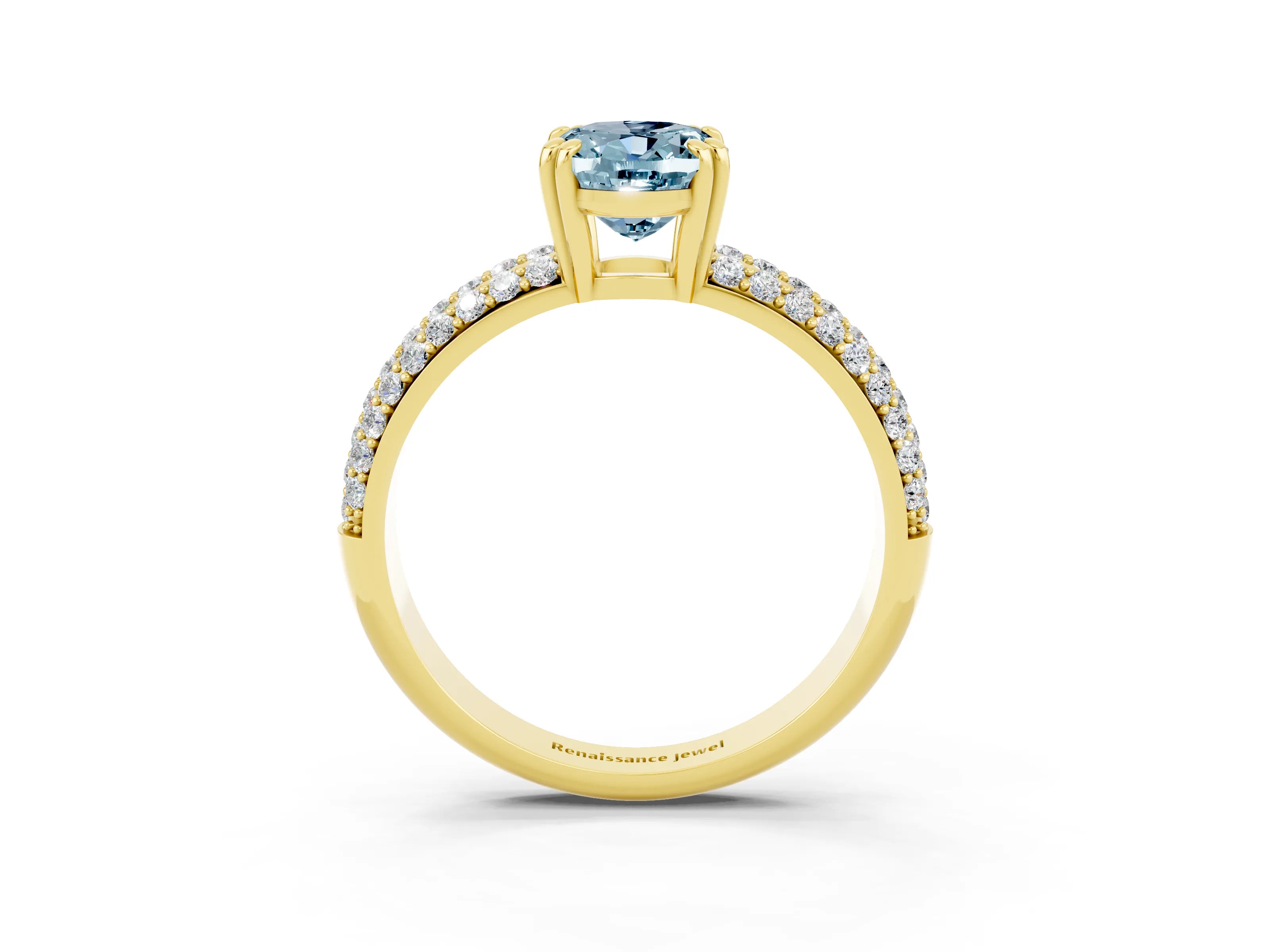 Yellow gold Oval Cut Cut Diamond Milgrain Marquise Band with Prong Setting_3