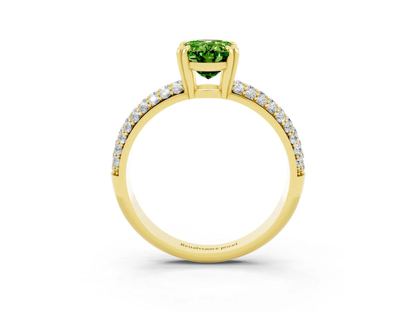 Yellow gold Oval Cut Cut Diamond Milgrain Marquise Band with Prong Setting